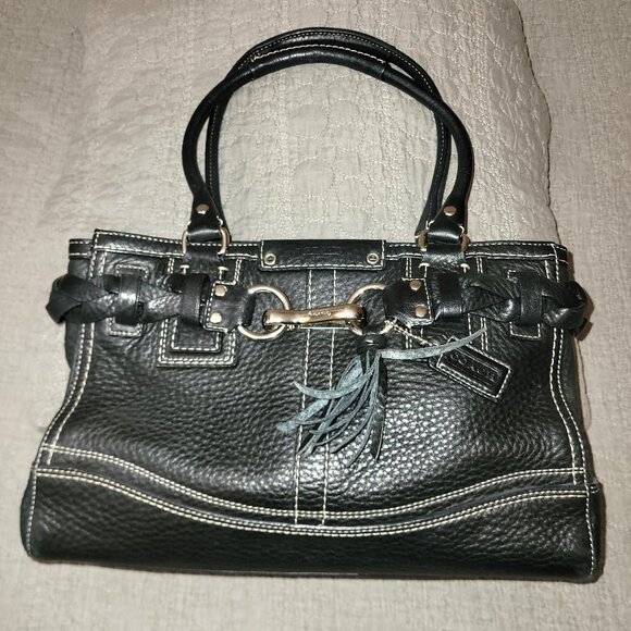 Coach Hamptons Pebble Leather Black with Silver Hardware - Picture 1 of 6